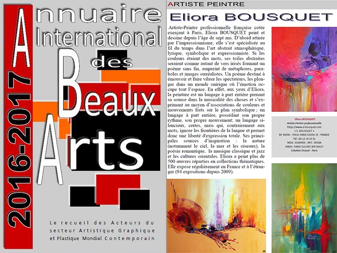 Annuaire International des Beaux Arts 2016-2017 Eliora Bousquet